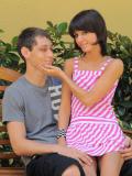 Petite Brunette Mishka Ftv In Pink Dress Gives Blowjob To Her Boyfriend